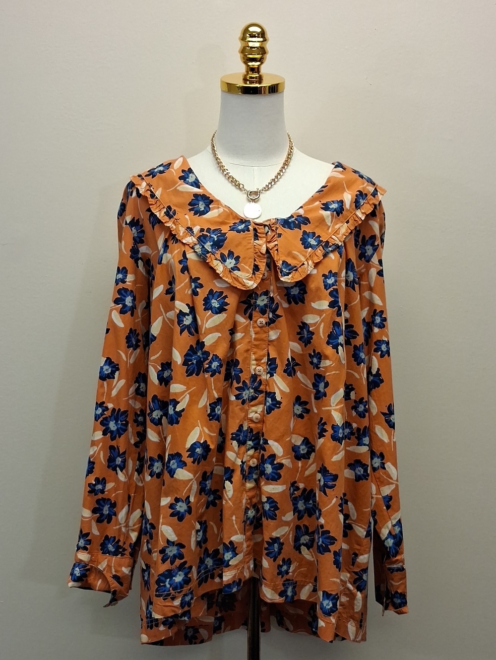 Free People Orange Floral Cotton Tunic Size XS